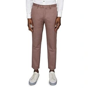 Ted Baker CLIFTRO Flat Front Stretch Cotton Pants In Dark Pink